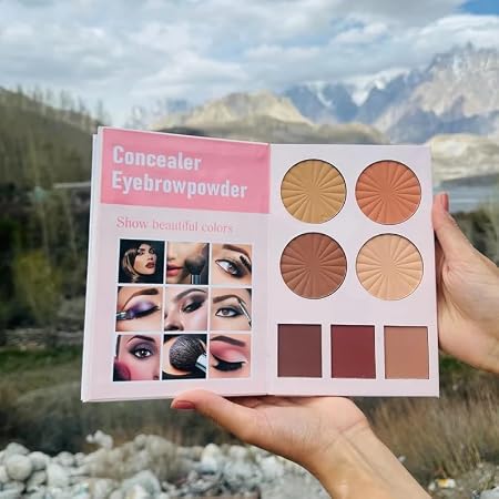 All In One Makeup Palette Book | 4 In 1 Makeup Book with 6 Highlighters, 4 Contour Shades, 24 Eyeshadows, 6 Blush Shades, and 3 Eyebrow Powders | Long Lasting and Waterproof