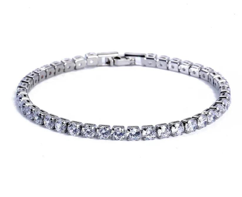 White crystal tennis chain Bracelet